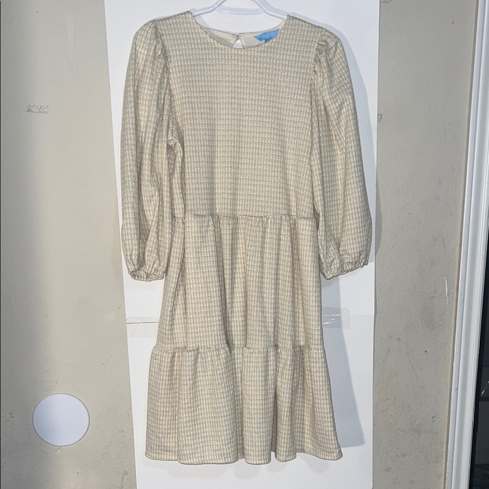Draper James Cream Checkered Midi Dress